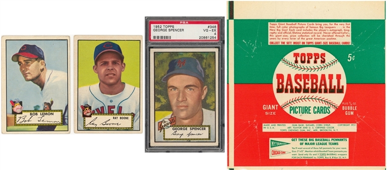 1952 Topps Collecton (3 Different) Including "High Number", Plus Five-Cent Wrapper